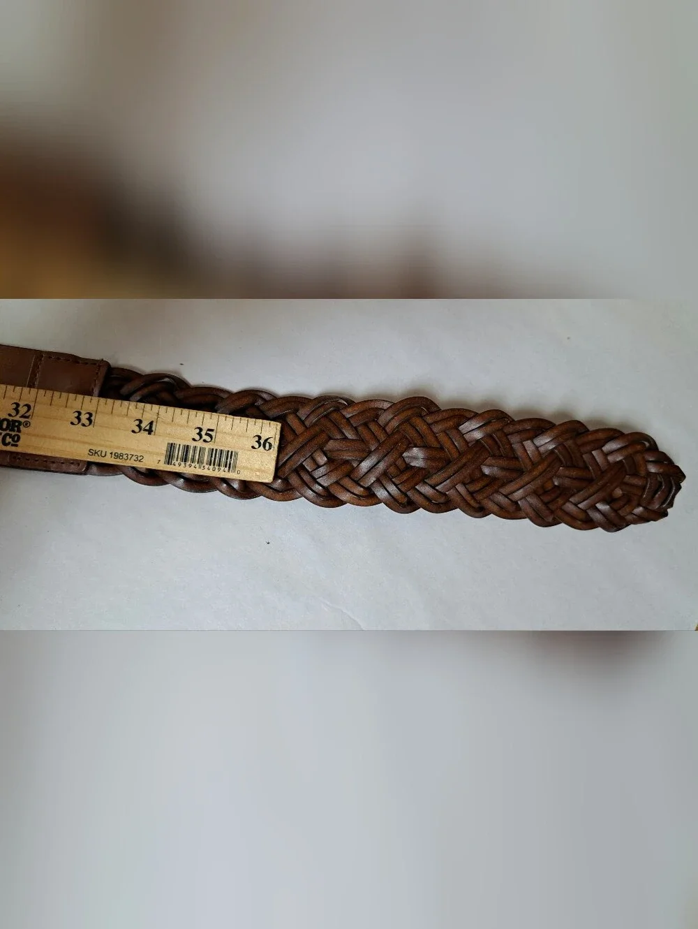ANN TAYLOR LOFT BROWN PARTLY BRAIDED GENUINE LEATHER BELT Large - Picture 5 of 6